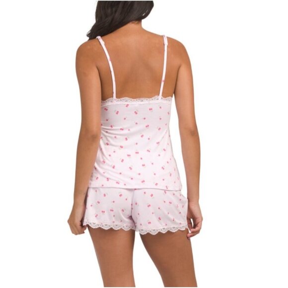 Laura Ashley Y2K Revive Croquette White Lace Trim Pink Hearts Print Babydoll Top - Picture 6 of 16